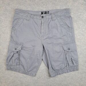 Union Cargo Shorts Mens 34 Gray 11 Inseam Cotton‎ Canvas Utility Pockets Casual